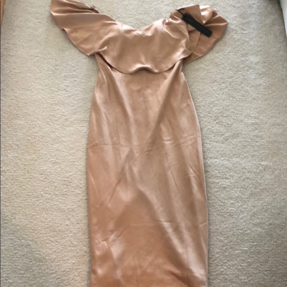 Gold satin midi dress